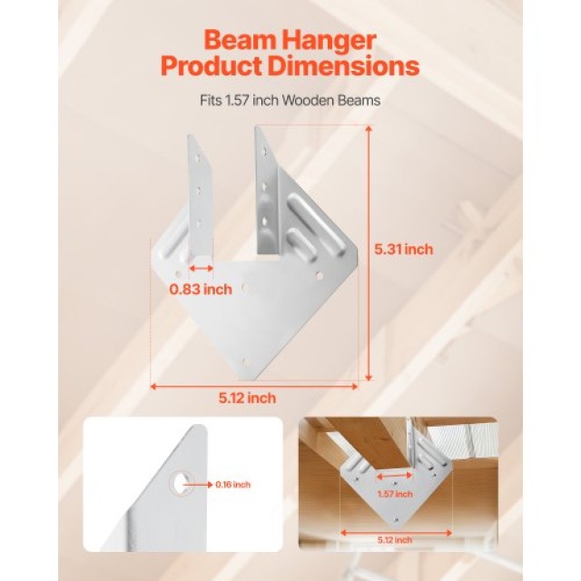 VEVOR Συνδετήρες Αντοχής για Ράφτερς 135x40x63mm 25τμχ TLDJ2XINCH25...