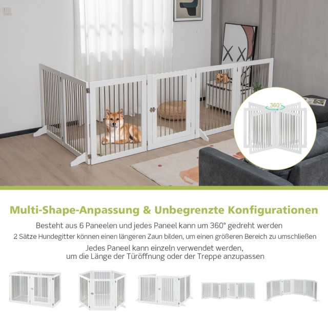 Costway  Περίφραξη Σκύλου με 6 Πάνελ 366 x 80 cm Λευκό. Κάθε πάνελ ...