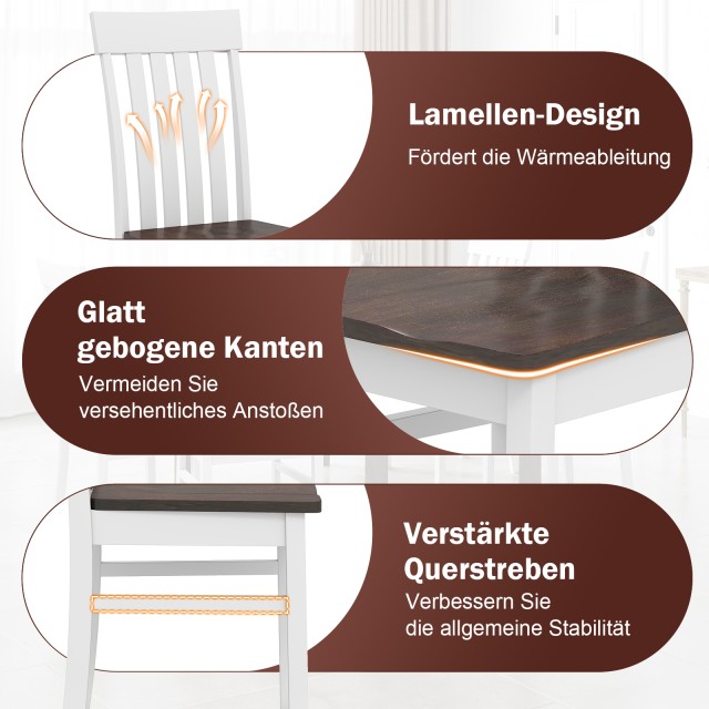 Costway Σετ 2 Τραπεζοκαρέκλες χωρίς μπράτσα με εργονομική πλάτη & β...