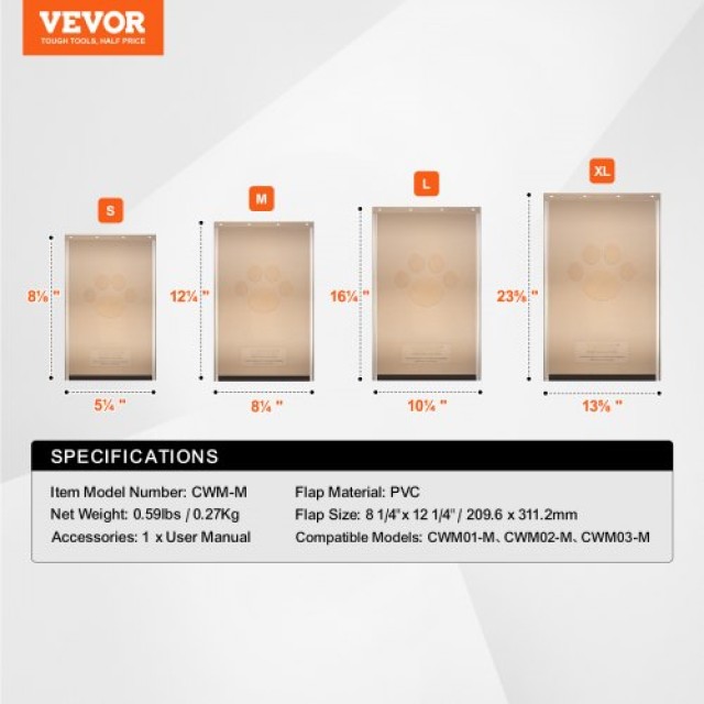 VEVOR  Ανταλλακτικό Πορτάκι Κατοικιδίων 8.25 x 12.25 Συμβατό με Πόρτες Κατοικιδίων  CWMTHFGMMPVCO59Y8V0