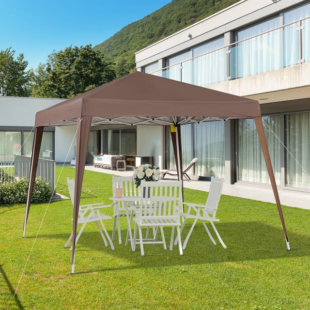 Outsunny Folding Garden Gazebo 2,4x2,4m με Χαλύβδινη Κατασκευή και Αντιανεμικά Σχοινιά, Καφέ 840-159CF