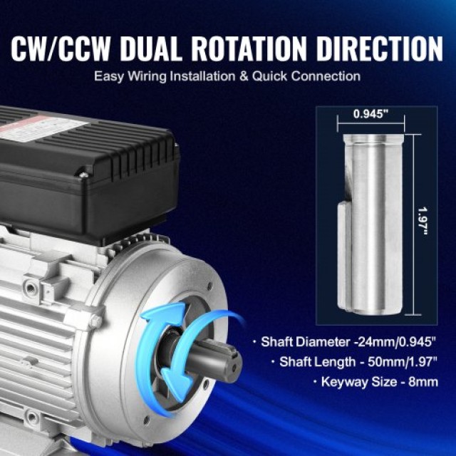 VEVOR 1.5KW Ηλεκτρικός Κινητήρας 1400RPM 220~240V 1-Φάση  TYJLIECDJ172OHF8MV7
