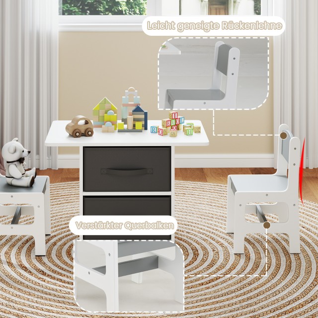 Costway  Ξύλινο Σετ Παιδικό Τραπεζάκι με 2 Καρεκλάκια και 2 Αποσπώμ... Costway  Ξύλινο Σετ Παιδικό Τραπεζάκι με 2 Καρεκλάκια και 2 Αποσπώμ...