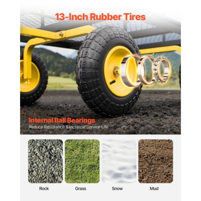 VEVOR Ατσάλινο Καρότσι Κήπου 1200lb Βαρέως Τύπου με 13in Ελαστικά Z...