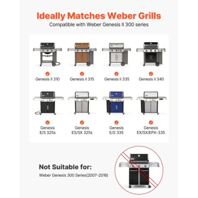 VEVOR Ανταλλακτικές Μπάρες για Weber Genesis ii Grills, 8 Τεμάχια R...