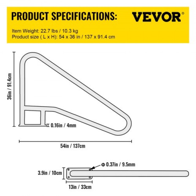 VEVOR Σιδηρόδρομος Πισίνας 54x36 από Ανοξείδωτο Ατσάλι με Αντιολισθητική Λαβή  BXGYCFS4W54X36YC1V0