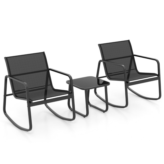 Costway  Σετ Κήπου 3 Τεμαχίων με 2 Καρέκλες & Τραπέζι & Απαλή Κίνηση Κούνιας. Διαστάσεις καρέκλας: 72 x 61 x 80 εκ. Διαστάσεις τραπεζιού: 44 x 44 x 40 εκ. NP11538DK