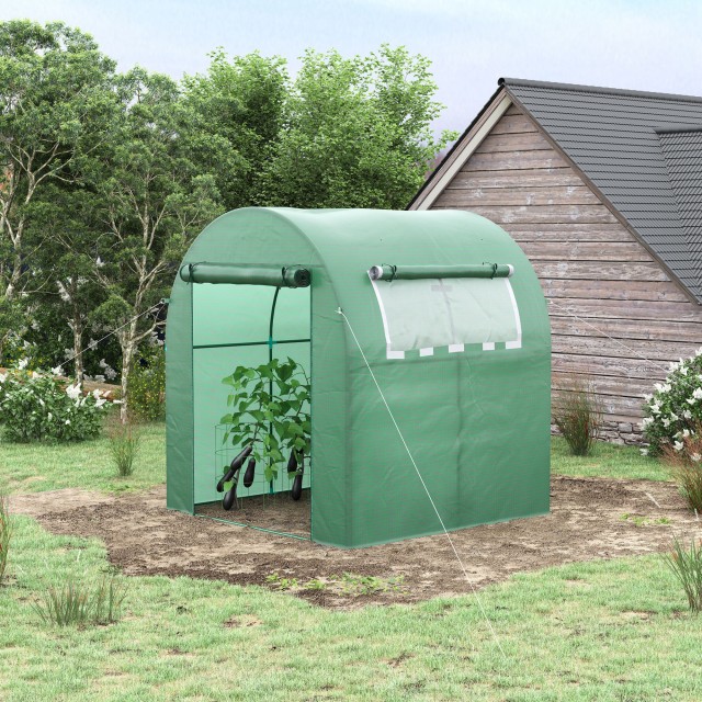 Outsunny Greenhouse Tunnel Garden με Πράσινες Πόρτες και Παράθυρα PE, 180x180x200cm 845-775V00GN