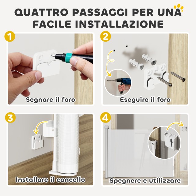 PawHut Επεκτάσιμο και Ανασυρόμενο Κάγκελο για Μικρά Σκυλιά με Αυτόμ...