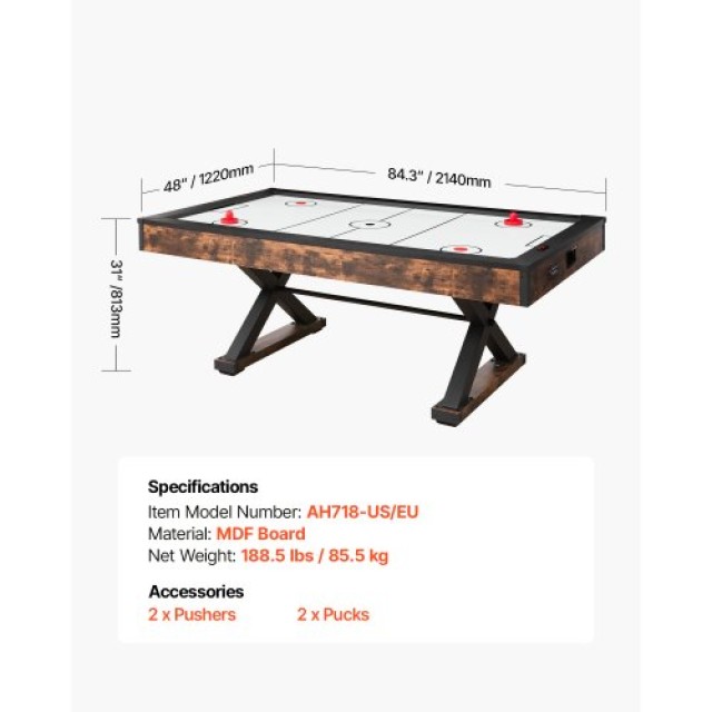 VEVOR 214 cm Τραπέζι Air Hockey με Ηλεκτρονικό Σκορ και Σπρωχτήρες DZJFKQQGQZ84BOCD4V2