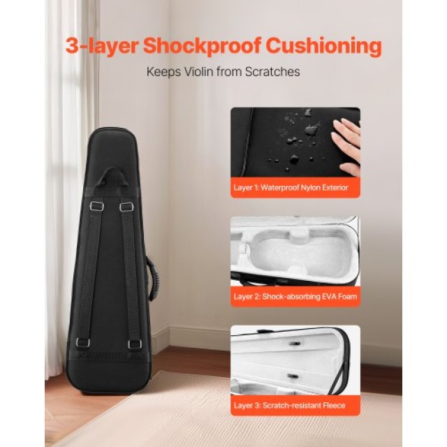 VEVOR Φορητή Θήκη Βιολιού 4/4 από Νάιλον Ανθεκτική στις Γρατζουνιές...