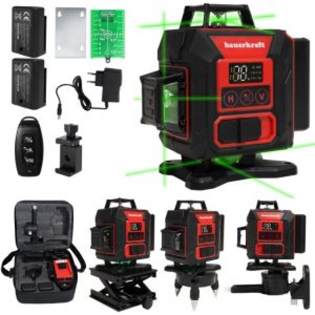 Multistore Επίπεδο laser επιπέδου πράσινο σταυροειδές laser 360° 4D...