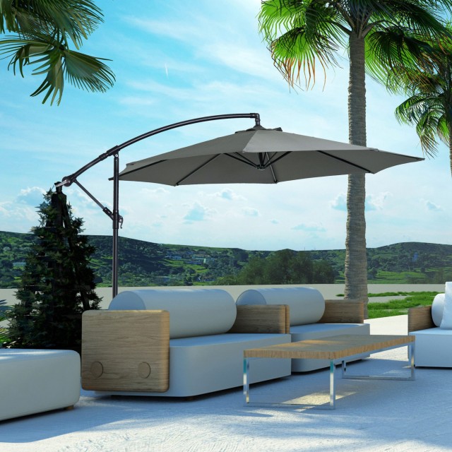 Outsunny Outsunny Outdoor Parasol Ατσάλινο πλαίσιο και Πολυεστέρας Αδιάβροχο Anti-UV Φ300x250cm, Γκρι 84D-037GY