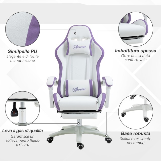 Vinsetto Ρυθμιζόμενη Καρέκλα Gaming με Κλίση Πλάτης, 65x65x121-129 ...