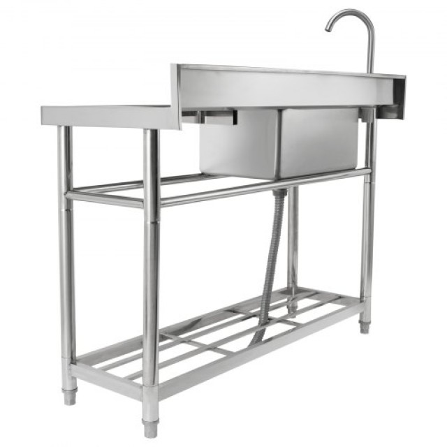 VEVOR Νεροχύτης Ανοξείδωτος με 1 Θέση & Πάγκο, 100x49x95 εκ. για Γκαράζ, Εστιατόριο, Πλυντήριο, NSF Πιστοποίηση  DSCDGZTZDC394FO0XV0