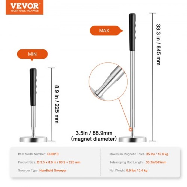 VEVOR Μαγνητικός Συλλέκτης με Τηλεσκοπική Λαβή 15.9 kg  SCSCXQSQS35...