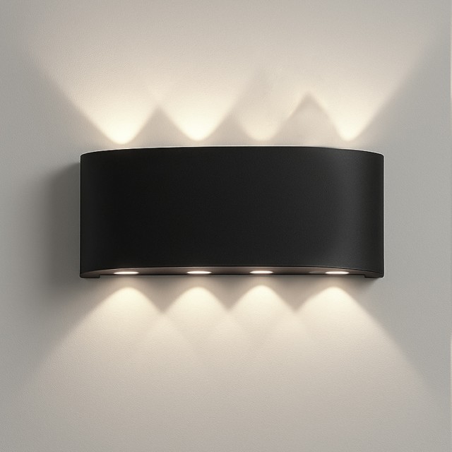 BAKAJI Απλίκα Τοίχου 8 LED Μαύρη με Ψυχρό Λευκό Φως 22x8x4cm 02842460