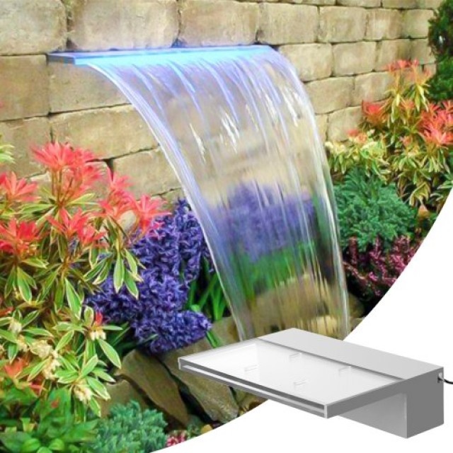 VEVOR Καταρράκτης Πισίνας με LED Φωτισμό 30x8x20cm, Ακρυλικός Καταρράκτης για Κήπο, Πισίνα, Πλατείες  SLPBPQAW300LG0001V2