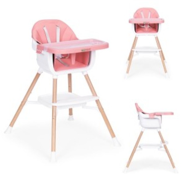 ECOTOYS Καρεκλάκι φαγητού για παιδιά 2 σε 1 ροζ HC508-Pink