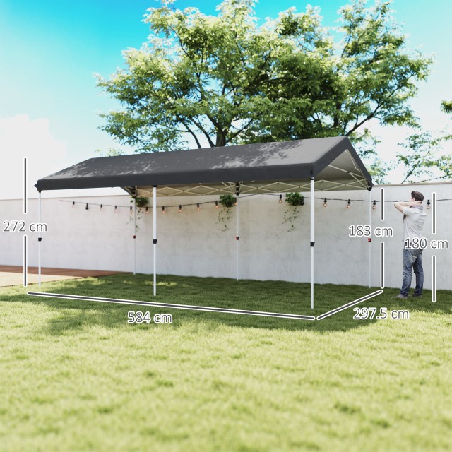 Outsunny Αναδιπλούμενη Πέργκολα Pop Up 6x3 m, UPF50+ με Ρυθμιζόμενο Ύψος και Τσάντα Μεταφοράς, Σκούρο Γκρι 84C-660V00CG