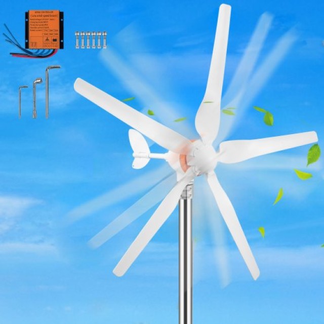 VEVOR Κιτ Ανεμογεννήτριας 12V/AC, 500W με Ελεγκτή MPPT, 5 Πτερύγια ...