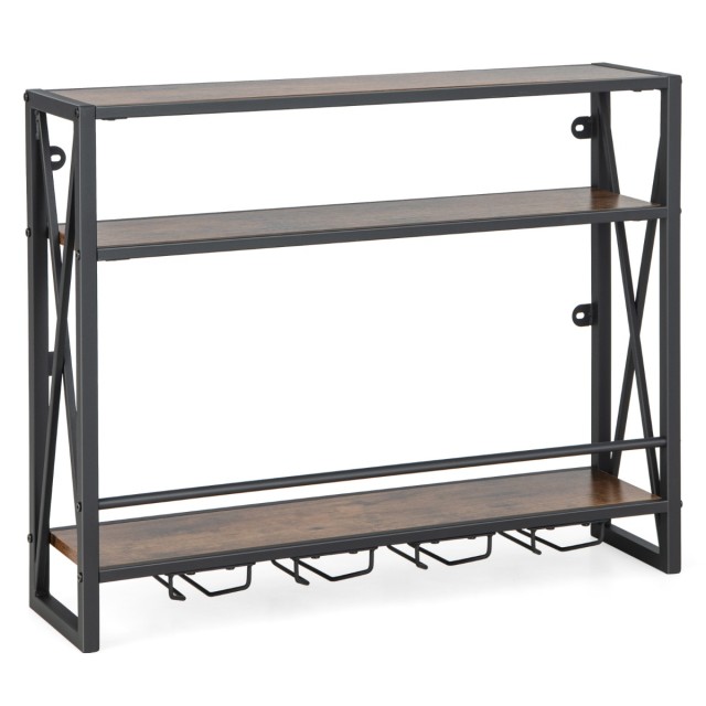 Costway Μεταλλική Ραφιέρα Κρασιού Με Γυαλοθήκη σε Βιομηχανικό Σχεδι... Costway Μεταλλική Ραφιέρα Κρασιού Με Γυαλοθήκη σε Βιομηχανικό Σχεδι...