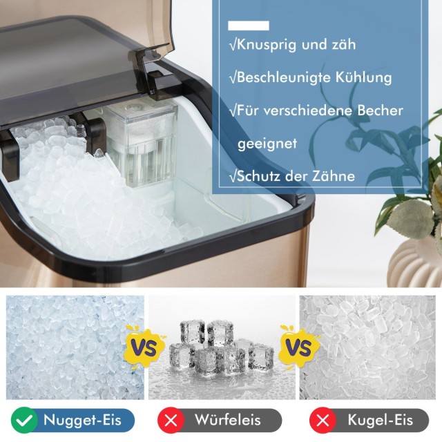 Costway Μηχανή παραγωγής πάγου 24kg ανά ημέρα Crushed Ice Maker Μηχανή πάγου Παραγωγός παγοκύβων με φτυάρι Χρονοδιακόπτης Δοχείο νερού 2,5L ES10255DE-SL