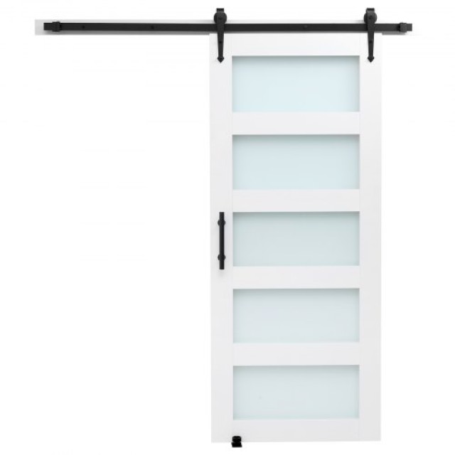VEVOR Σετ Συρόμενης Πόρτας με Πάνελ MDF & Ματ Γυαλί 914 x 2134mm GC...