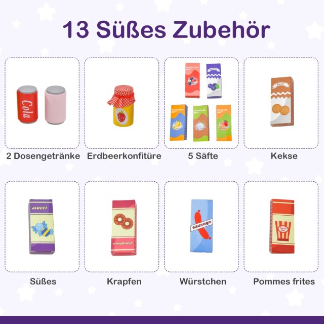 Costway Ξύλινο Παιδικό Κατάστημα με Πλαϊνό Πάγκο Μωβ 89 x 57 x 80 c...