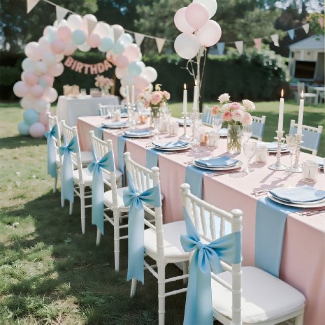 VEVOR Σατέν Κορδέλες Καρεκλών 100 τεμάχια σε Ανοιχτό Μπλε, Διάσταση...