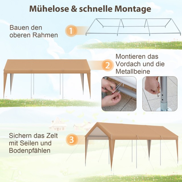 Costway Μεταλλικό Στέγαστρο Αυτοκινήτων 600 x 301 x 285 cm με Αδιάβ...