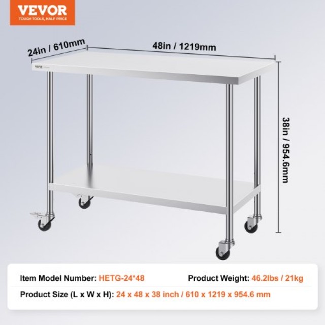 Επαγγελματικός Πάγκος Εργασίας VEVOR 24x48 με Ρόδες  CFBXGGZTLCDJ6DXO2V0