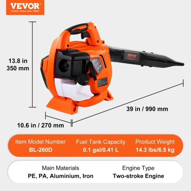 Βενζινοκίνητος Φυσητήρας Φύλλων VEVOR  S252KMH0126CC5Q9WV0