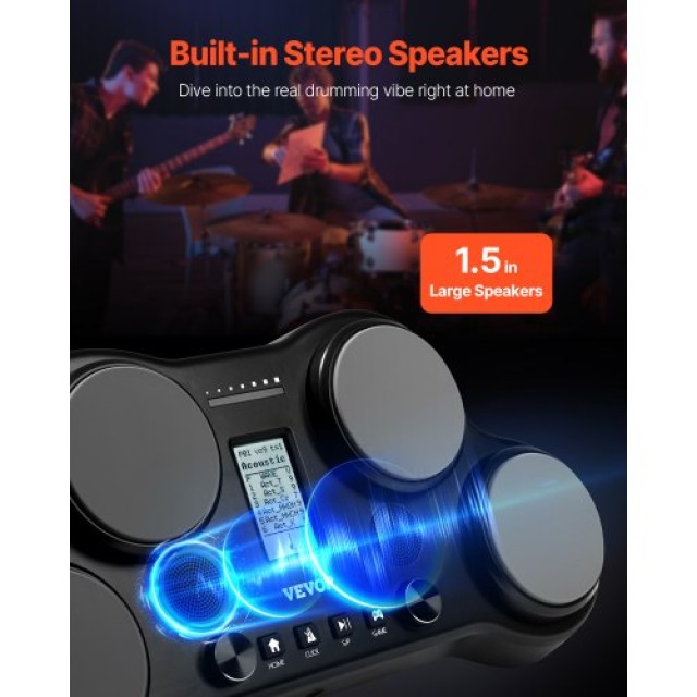 VEVOR Ηλεκτρονικό Τύμπανο 4 Pads 163 Ήχοι Ακουστικά Στερεοφωνικά Ηχεία ZMDJGHS4DYTS6OULTV2