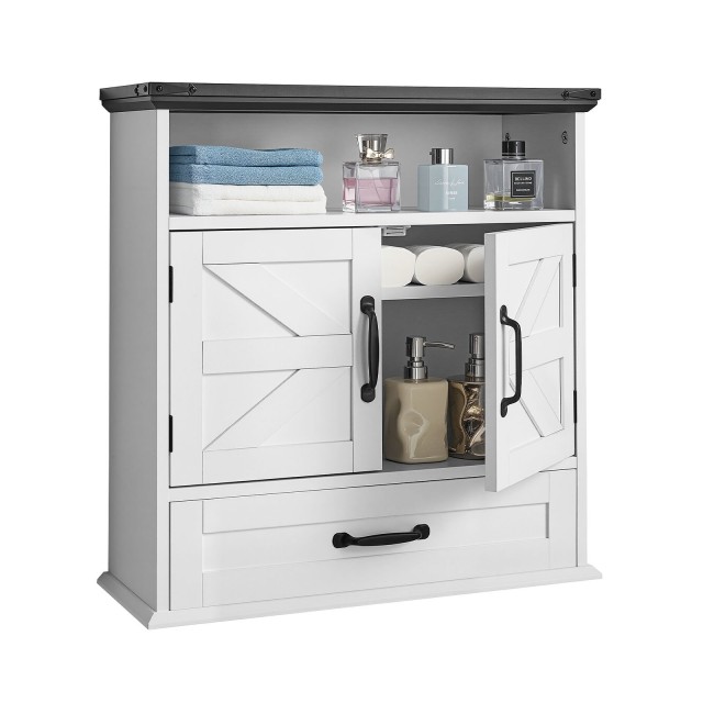 VEVOR Ντουλάπι Τοίχου Μπάνιου με Ρυθμιζόμενο Ράφι, Λευκό, 61x23x63....