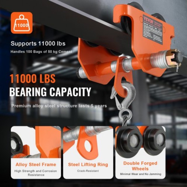 Χειροκίνητο Τρόλεϊ VEVOR 5 Τόνων για I-Beam  JKFZSTXC5T451ZI9OV0