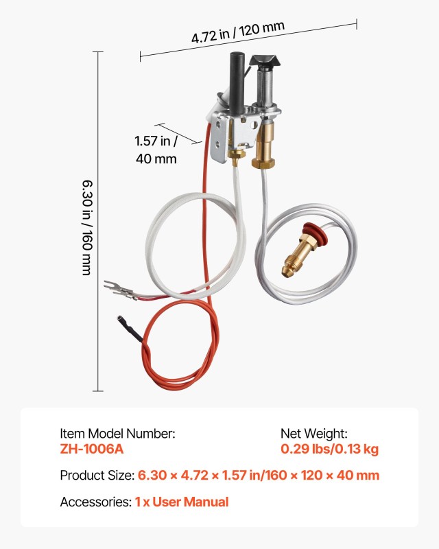 VEVOR Σετ Συναρμολόγησης Πιλοτικού Αερίου για Εστία, Φυσικό Αέριο, ...