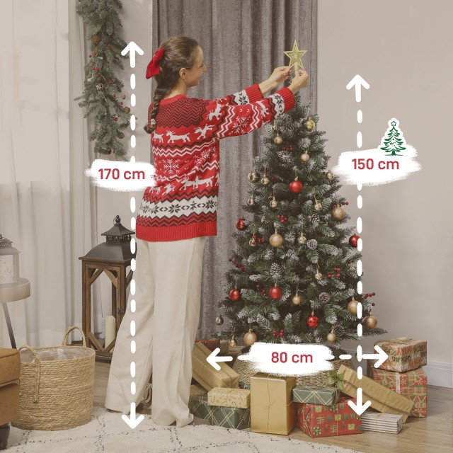 HOMCOM Χριστουγεννιάτικο Δέντρο Ύψους 150 cm για Εσωτερικό Χώρο με ...
