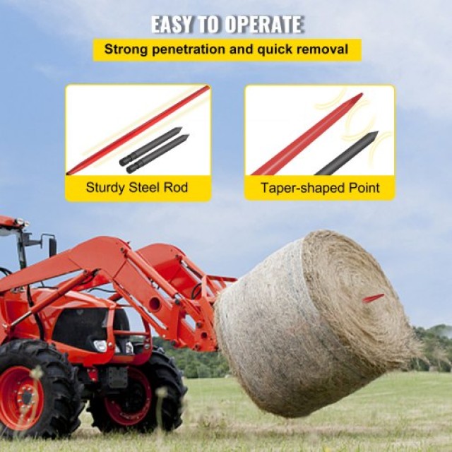 Δόρυ Σανό VEVOR 49 με Ικανότητα 3000 lbs, Κόκκινο με 2 Σταθεροποιητ...