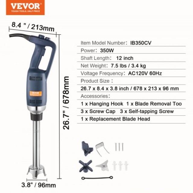 Επαγγελματικός Ραβδομπλέντερ VEVOR 350W για Σούπες & Σάλτσες  ZXSCJBQ350WBFMXPAV2