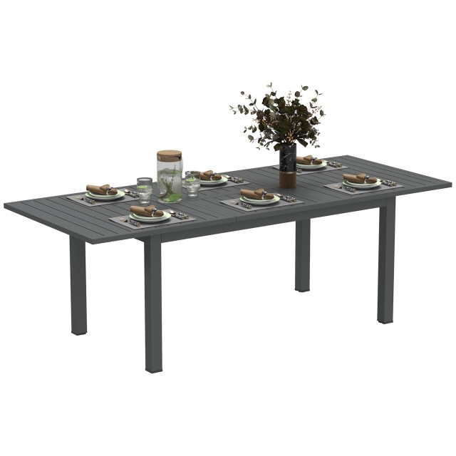 Outsunny Επεκτεινόμενο Τραπέζι Κήπου από 160-220 cm για 6-8 Άτομα Ορθογώνιο από Αλουμίνιο, Γκρι 84G-591V00GY