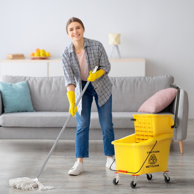 HOMCOM Επαγγελματικός Κουβάς Σφουγγαρίσματος 36L με Σφουγγαρίστρα, ...