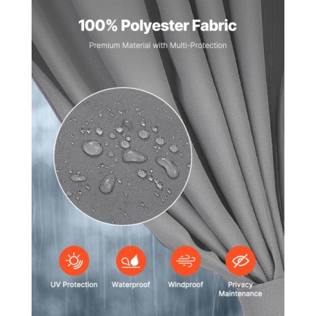 VEVOR Γκρι Αδιάβροχες Κουρτίνες Κιόσκι 10 x 10 x 6.7 SMLTCL10FT10N4...