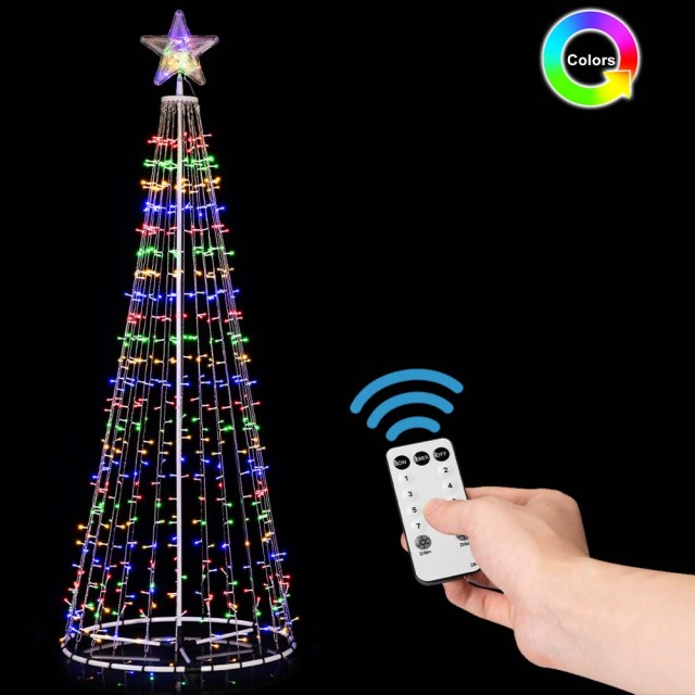 BAKAJI  Φωτεινό Χριστουγεννιάτικο Δέντρο LED RGB Πολύχρωμο 220 cm 5...
