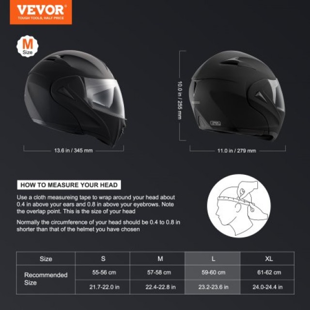 VEVOR Ακάλυπτο Κράνος Μοτοσυκλέτας Μοτοκρός με Bluetooth Μέγεθος L 345 x 279 x 255 mm MTCJMKOZBLMHYTES9V0