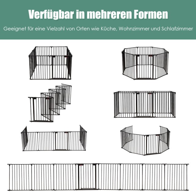 Costway Πάνελ Περιφράγματος για Σκύλους, 500 x 75 cm, 8 Τμήματα, Μα...