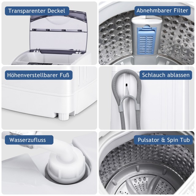 Costway Πλυντήριο Ρούχων 4,5KG Toplader με Οθόνη 310W FP10565DE Costway Πλυντήριο Ρούχων 4,5KG Toplader με Οθόνη 310W FP10565DE