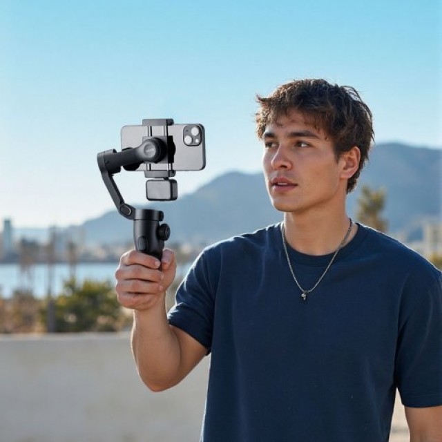 VEVOR Σταθεροποιητής Gimbal 3 Αξόνων για Κινητά με Μαγνητικό Φωτισμ...