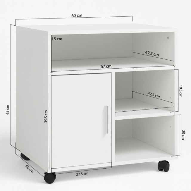 BAKAJI Κινητό Έπιπλο Εκτυπωτή με Πόρτα και Ράφια Πολυχρηστικό Έπιπλ...