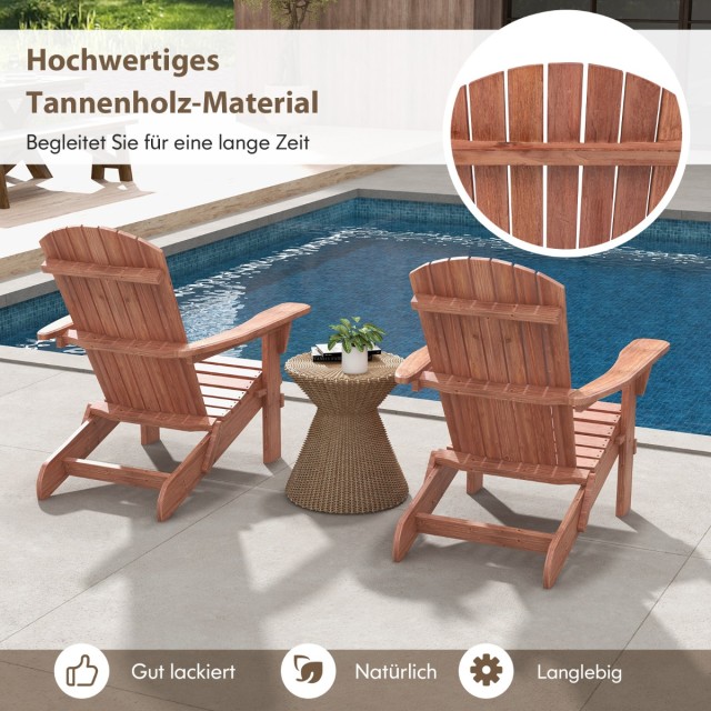 Costway Πτυσσόμενη Ξύλινη Καρέκλα Adirondack με Αντοχή 180 kg για Κ...